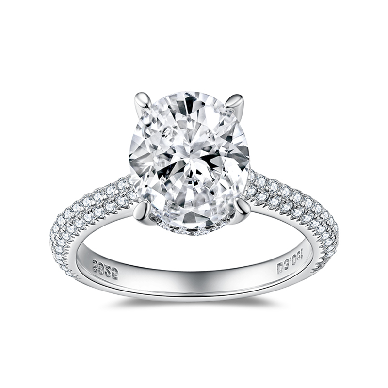 Sotiya Cathedral Hidden Halo Oval Cut Moissanite Engagement Ring Sterling Silver-Sotiya