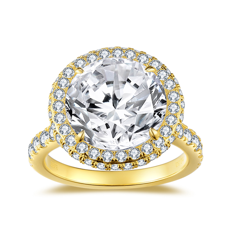 Sotiya Cathedral Halo Round Cut Moissanite Engagement Ring Sterling Silver-Sotiya