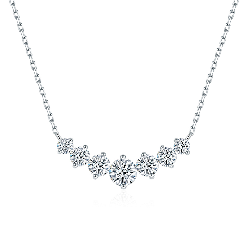 Sotiya 7 Stone Round Cut Moissanite Necklace Sterling Silver-Sotiya