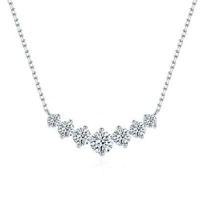 Sotiya 7 Stone Round Cut Moissanite Necklace Sterling Silver-Sotiya