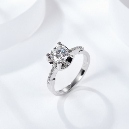 Sotiya Round Cut Moissanite Cow Head Engagement Ring Sterling Silver-Sotiya