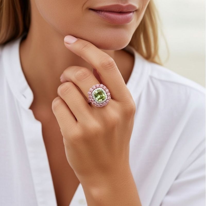 Sotiya Cathedral Cushion Cut Multi Colored Engagement Ring Sterling Silver-Sotiya