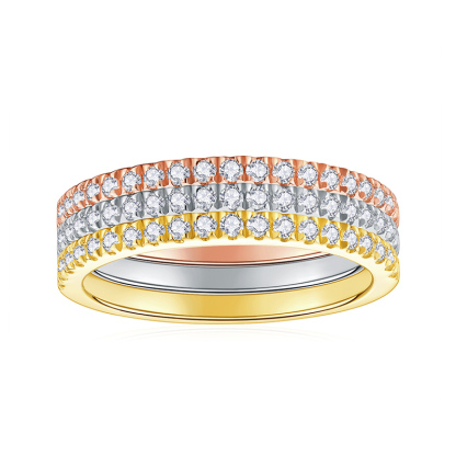 Sotiya Tri-tone Round Cut Moissanite Women's Wedding Ring Set Sterling Silver-Sotiya