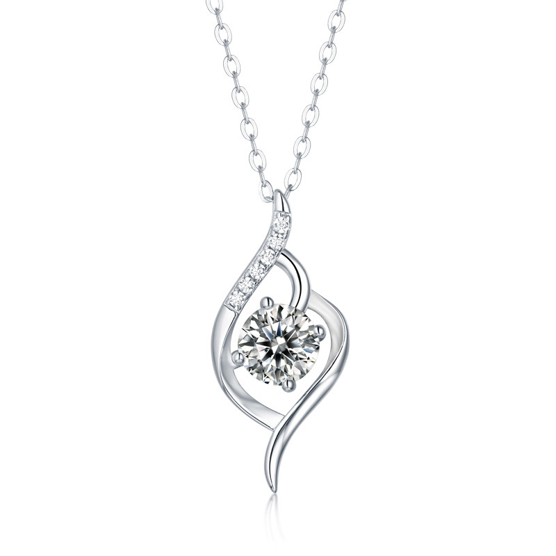 Sotiya Twist Round Cut Moissanite Necklace Sterling Silver-Sotiya