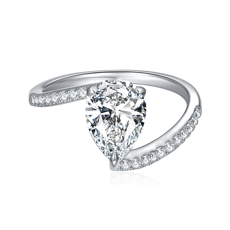Sotiya Bypass Pear Cut Moissanite Engagement Ring Sterling Silver-Sotiya