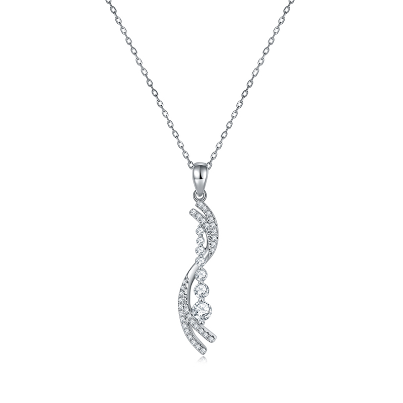 Sotiya Swirl Round Cut Moissanite Necklace Sterling Silver-Sotiya