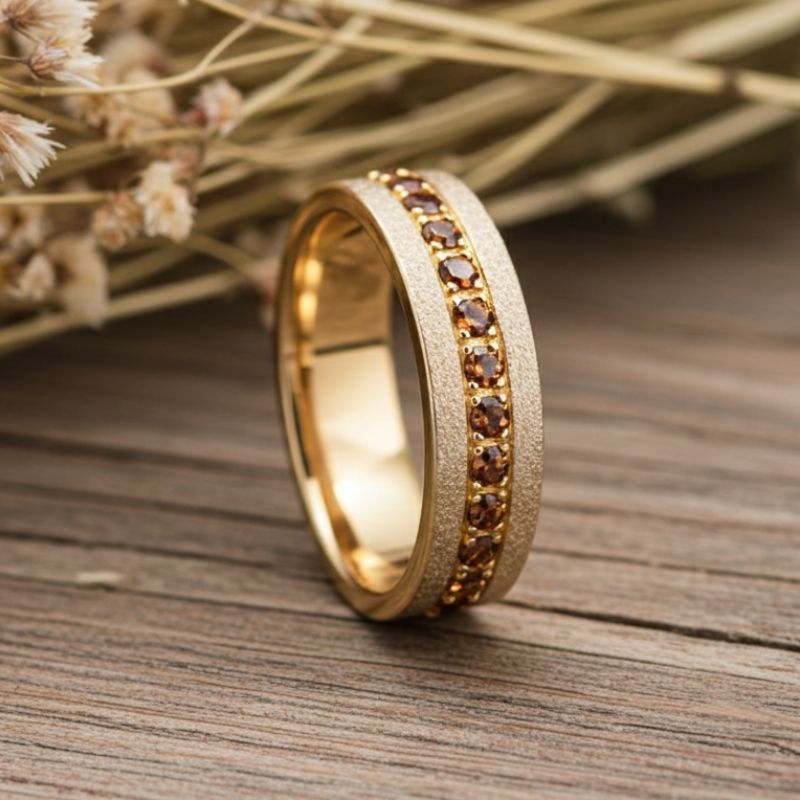 Sotiya Sandblasted Coffee Unisex Wedding Ring Eternity Band Sterling Silver-Sotiya