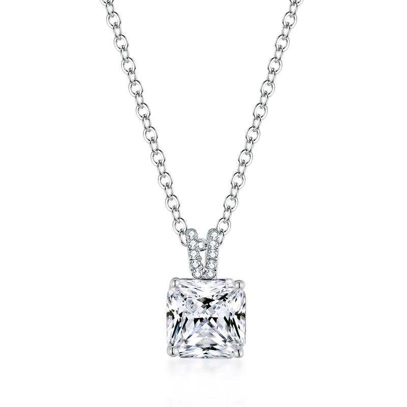 Sotiya Princess Cut Moissanite Necklace Sterling Silver-Sotiya