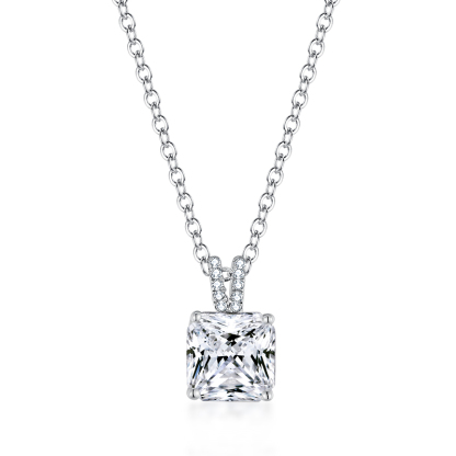 Sotiya Princess Cut Moissanite Necklace Sterling Silver-Sotiya