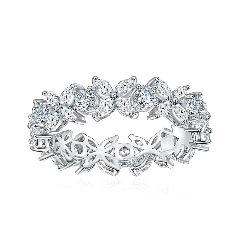 Sotiya Butterfly Design Marquise Cut Moissanite Eternity Ring Sterling Silver-Sotiya