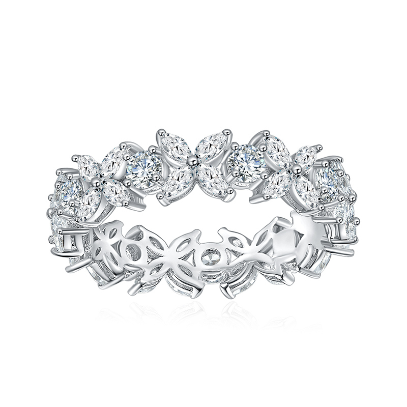 Sotiya Butterfly Design Marquise Cut Moissanite Eternity Ring Sterling Silver-Sotiya