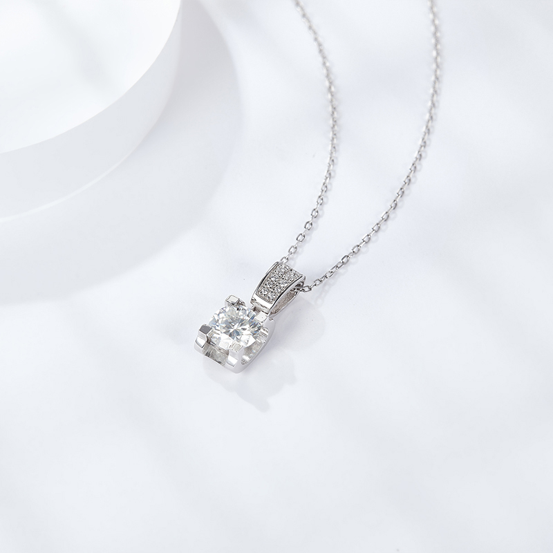 Sotiya Round Cut Moissanite Necklace Sterling Silver-Sotiya