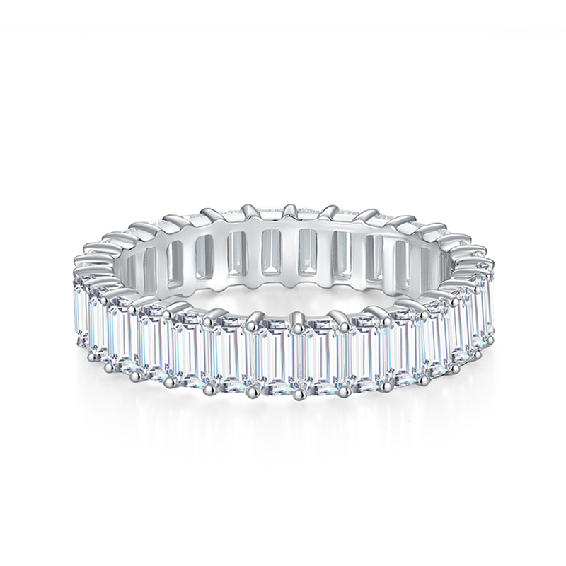 Sotiya Emerald Cut Moissanite Eternity Ring Sterling Silver-Sotiya