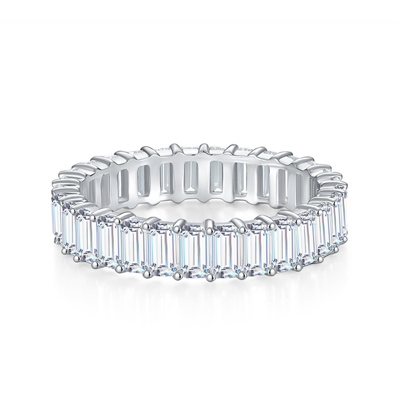 Sotiya Emerald Cut Moissanite Eternity Ring Sterling Silver-Sotiya