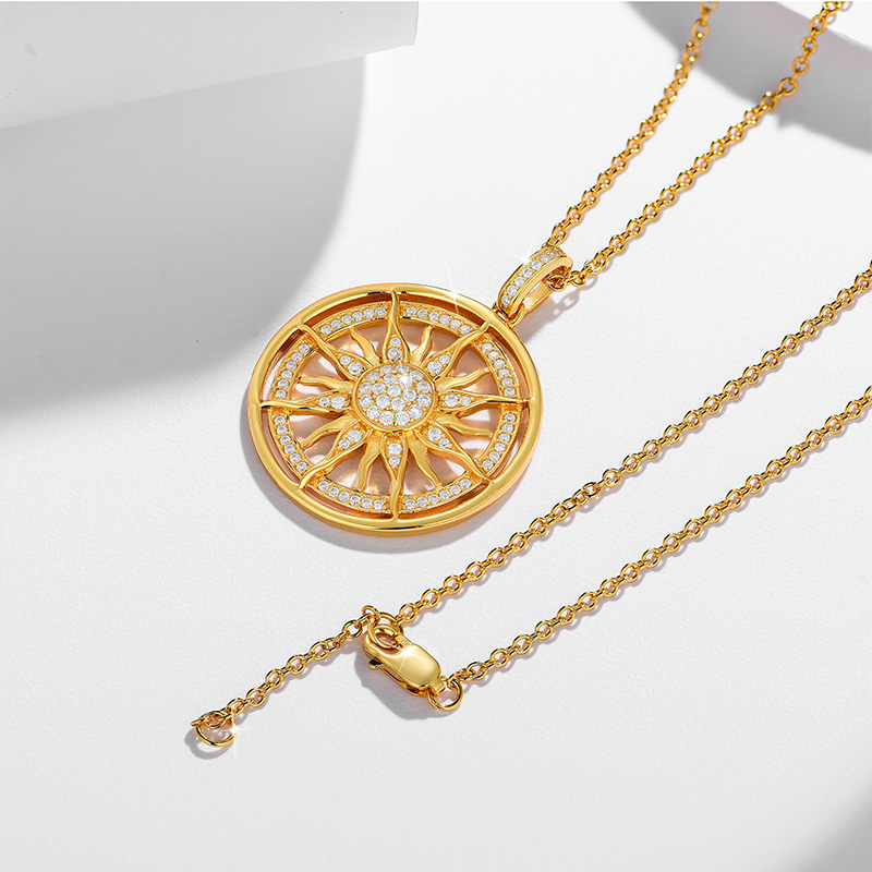 Sotiya Yellow Gold Tone Sun Moissanite Necklace Sterling Silver-Sotiya
