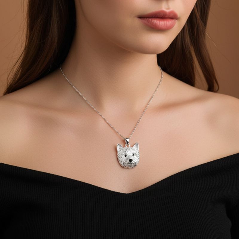 Sotiya West Highland White Terrier Enamel Pendant Necklace-Sotiya