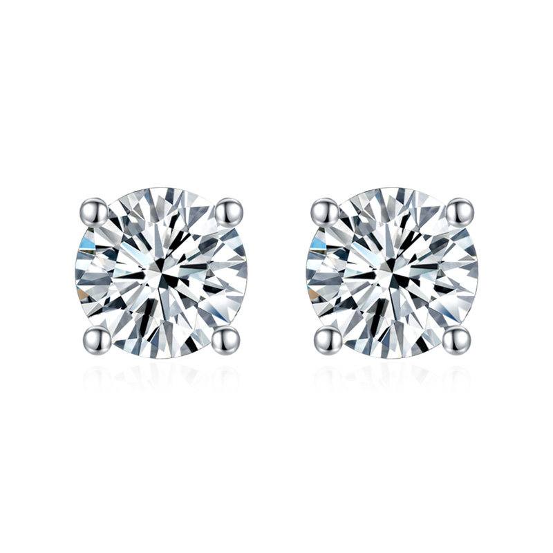 Sotiya Solitaire 4 Prong Round Cut Moissanite Stud Earrings Sterling Silver