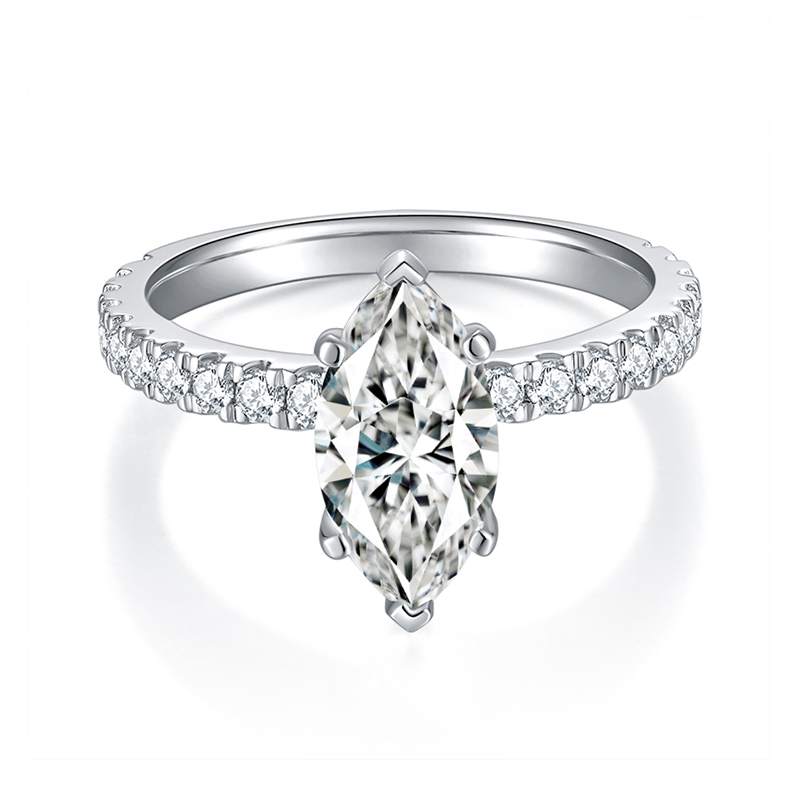 Sotiya 6 Prong Marquise Cut Moissanite Engagement Ring Sterling Silver-Sotiya