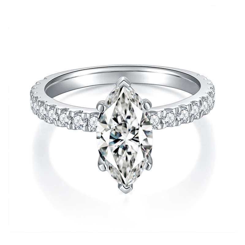 Sotiya 6 Prong Marquise Cut Moissanite Engagement Ring Sterling Silver-Sotiya