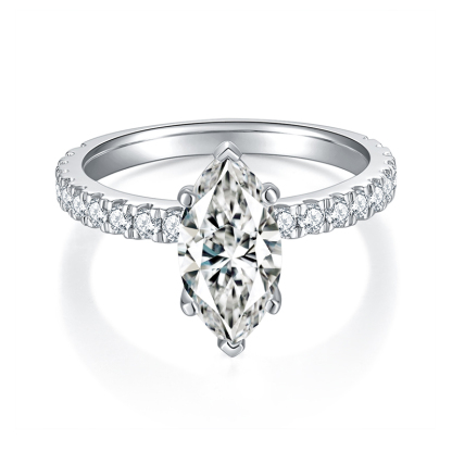 Sotiya 6 Prong Marquise Cut Moissanite Engagement Ring Sterling Silver-Sotiya