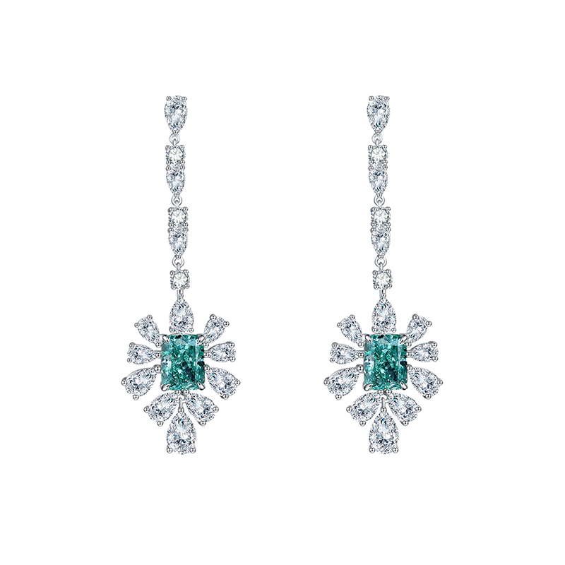 Sotiya Radiant Cut Snowflake Cluster Chandelier Earrings High-carbon Zircon Sterling Silver-Sotiya