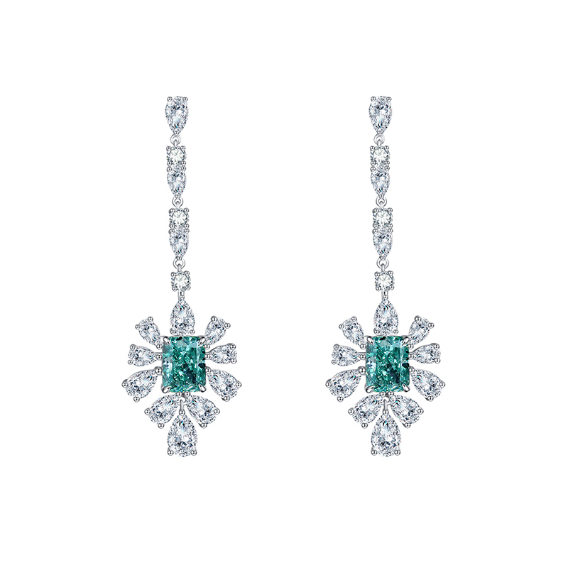 Sotiya Radiant Cut Snowflake Cluster Chandelier Earrings High-carbon Zircon Sterling Silver-Sotiya