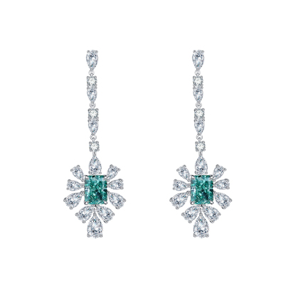 Sotiya Radiant Cut Snowflake Cluster Chandelier Earrings High-carbon Zircon Sterling Silver-Sotiya