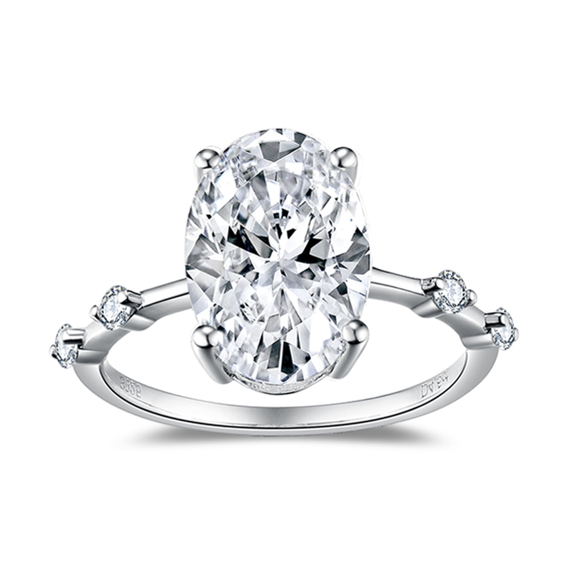 Sotiya Side Stones Oval Cut Moissanite Engagement Ring Sterling Silver-Sotiya