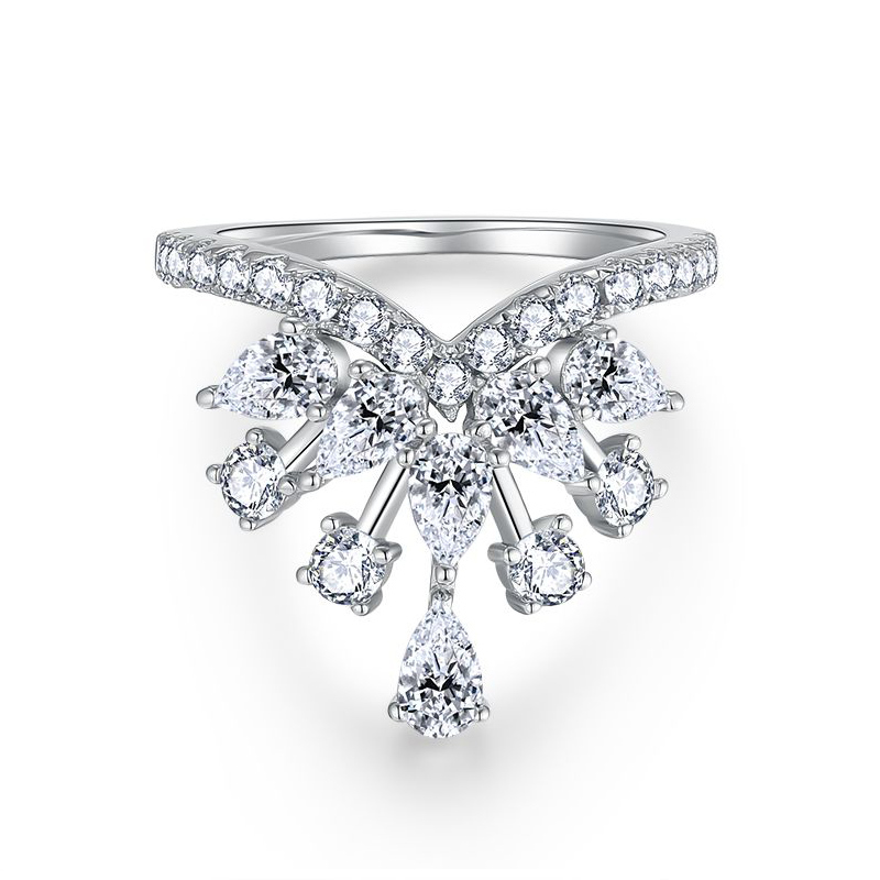 Sotiya Luxury Crown Moissanite Cocktail Ring Sterling Silver-Sotiya