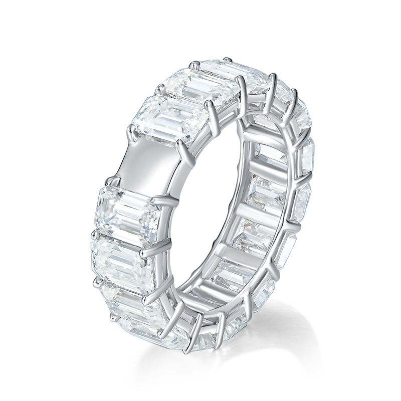 Sotiya Emerald Cut Moissanite Eternity Ring Sterling Silver-Sotiya