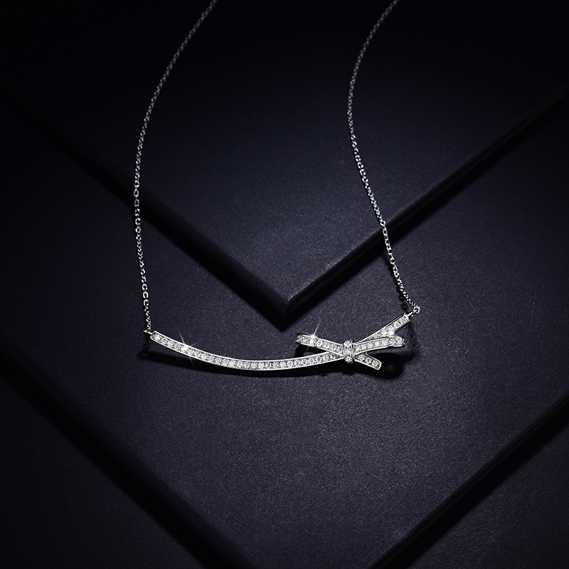 Sotiya Love Knot Moissanite Necklace Sterling Silver-Sotiya