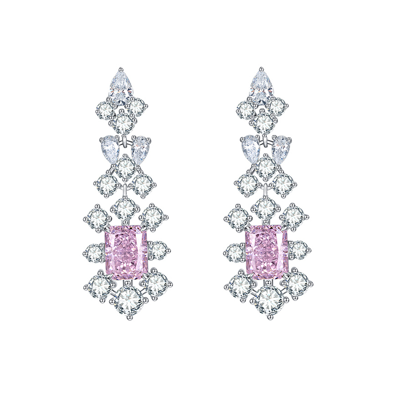 Sotiya Radiant Cut Snowflake Cluster Chandelier Earrings High-carbon Zircon Sterling Silver-Sotiya