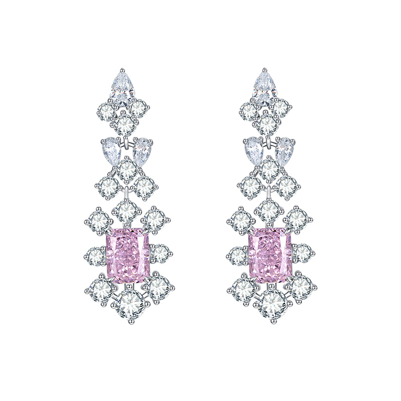 Sotiya Radiant Cut Snowflake Cluster Chandelier Earrings High-carbon Zircon Sterling Silver-Sotiya