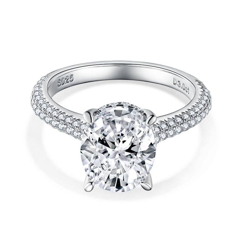 Sotiya Cathedral Hidden Halo Oval Cut Moissanite Engagement Ring Sterling Silver-Sotiya