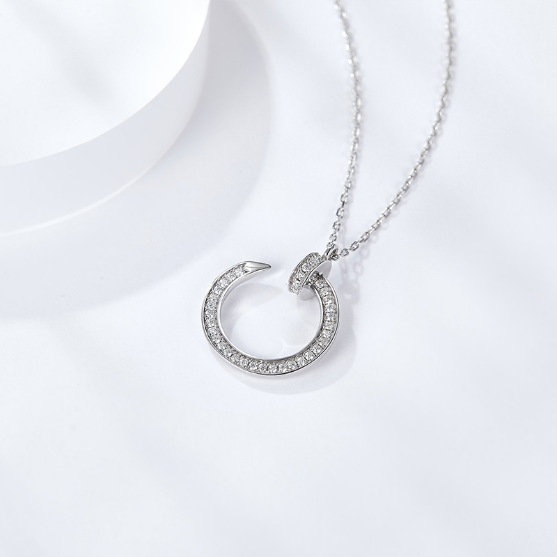 Sotiya Curved Nail Moissanite Necklace Sterling Silver-Sotiya