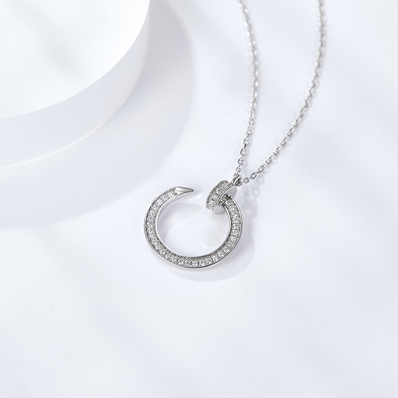 Sotiya Curved Nail Moissanite Necklace Sterling Silver-Sotiya