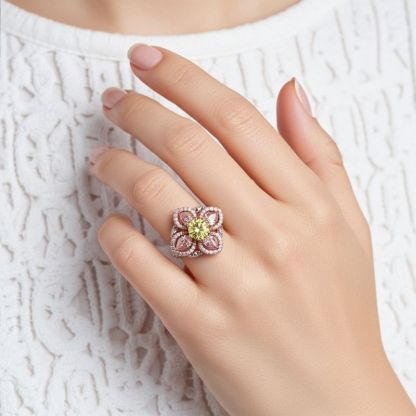 Sotiya Four Leaf Clover Round Cut Engagement Ring Sterling Silver-Sotiya