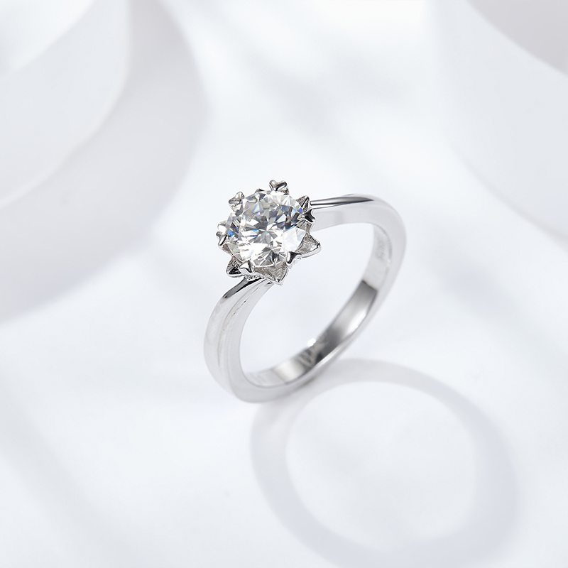 Sotiya Twist Snowflake Round Cut Moissanite Engagement Ring Sterling Silver-Sotiya