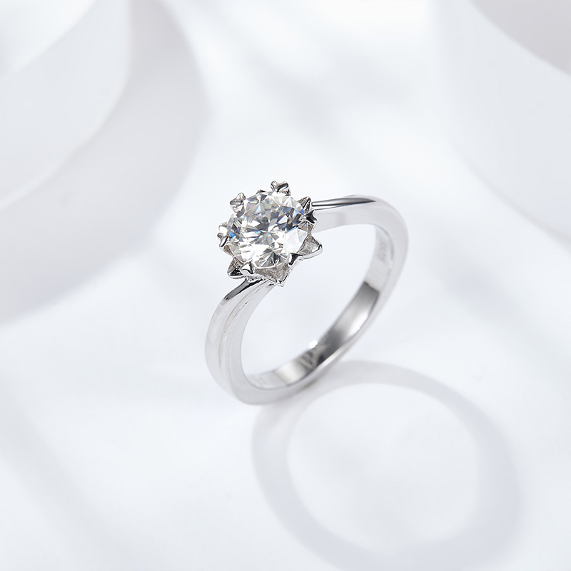 Sotiya Twist Snowflake Round Cut Moissanite Engagement Ring Sterling Silver-Sotiya