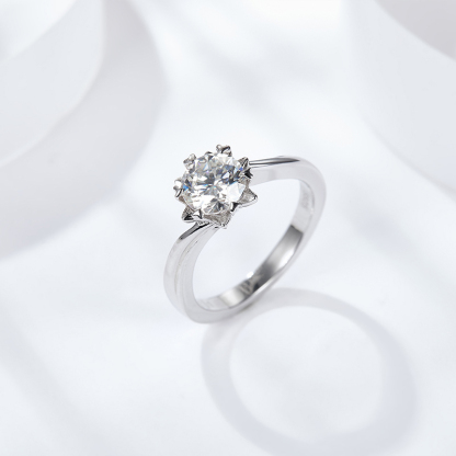 Sotiya Twist Snowflake Round Cut Moissanite Engagement Ring Sterling Silver-Sotiya