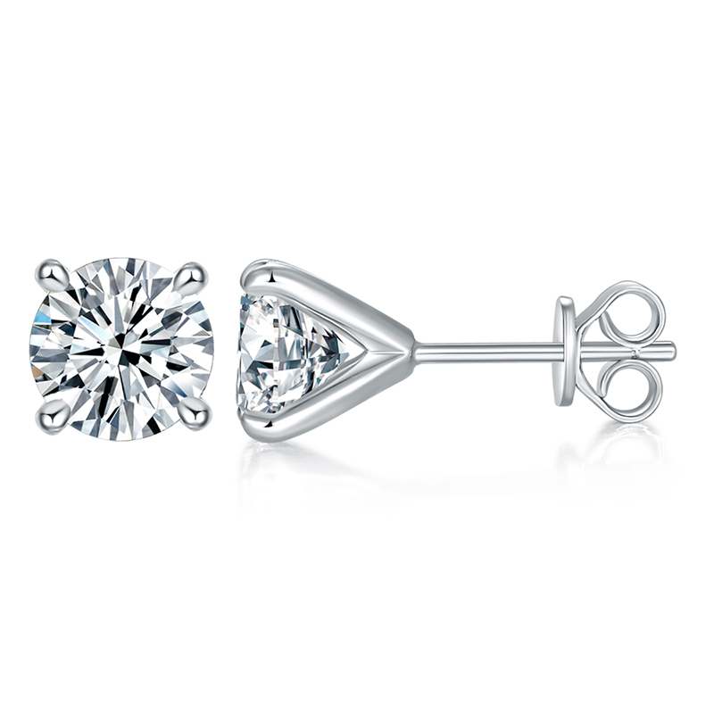 Sotiya Simple Solitaire Round Cut Moissanite Stud Earrings Sterling Silver-Sotiya