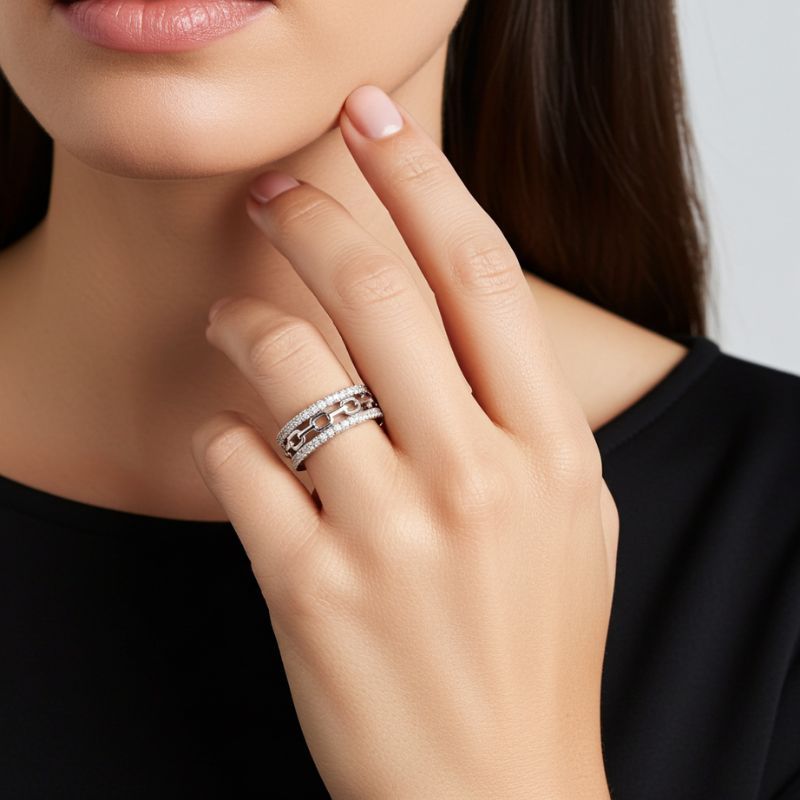 Sotiya Chain Link Unisex Wedding Ring Sterling Silver-Sotiya