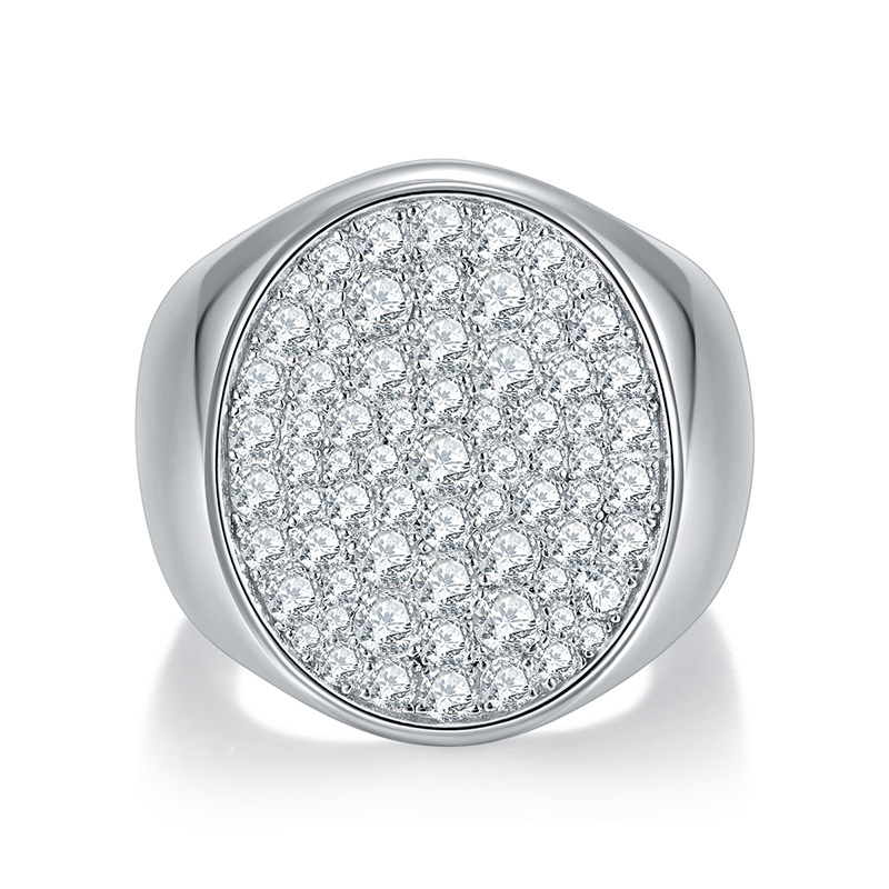 Sotiya Pave Round Cut Moissanite Signet Ring Sterling Silver-Sotiya