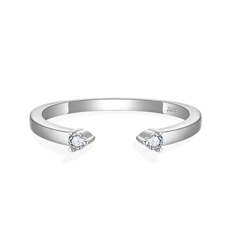 Sotiya Twin Star Round Cut Moissanite Women's Wedding Ring Sterling Silver-Sotiya