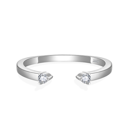 Sotiya Twin Star Round Cut Moissanite Women's Wedding Ring Sterling Silver-Sotiya