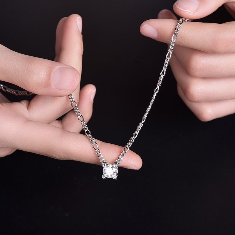 Sotiya Solitaire Round Cut Moissanite Necklace Sterling Silver-Sotiya