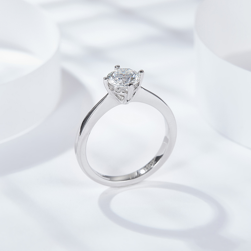 Sotiya Solitaire Round Cut Moissanite Engagement Ring Sterling Silver-Sotiya