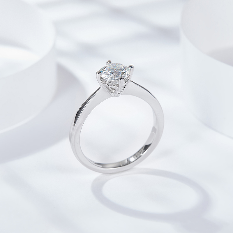 Sotiya Solitaire Round Cut Moissanite Engagement Ring Sterling Silver-Sotiya