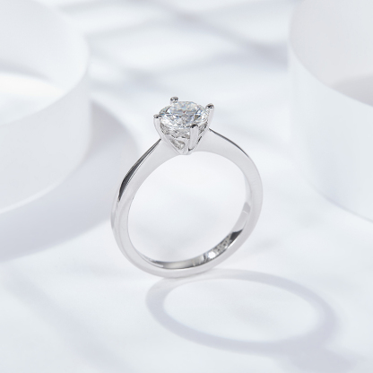 Sotiya Solitaire Round Cut Moissanite Engagement Ring Sterling Silver-Sotiya