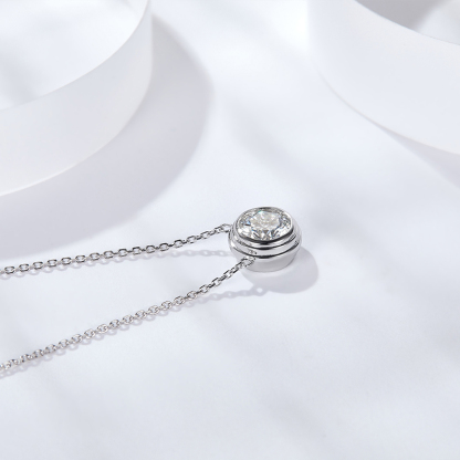 Sotiya Bezel Set Round Cut Moissanite Necklace Sterling Silver-Sotiya